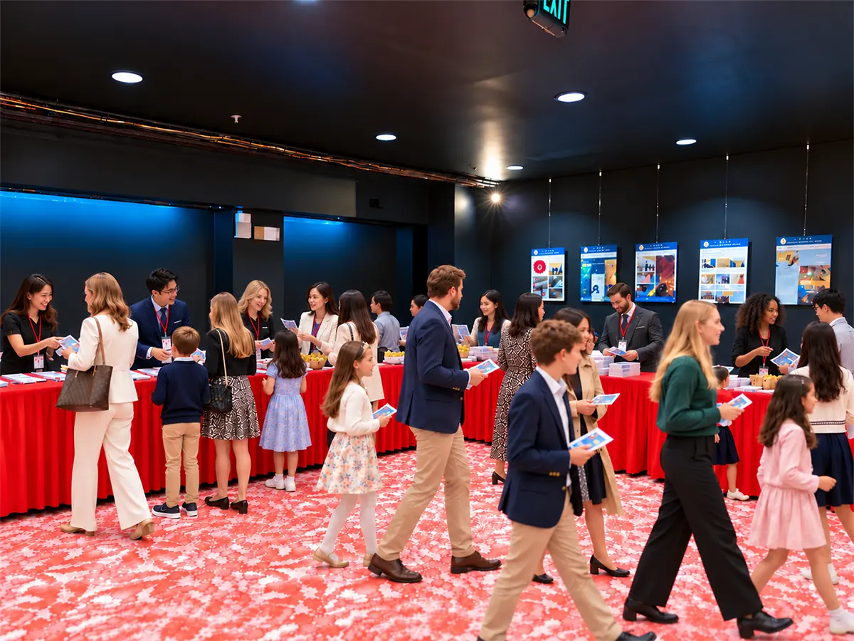Check-in counters of the Youth Art Contest Award Ceremony of the International Art Museum of America